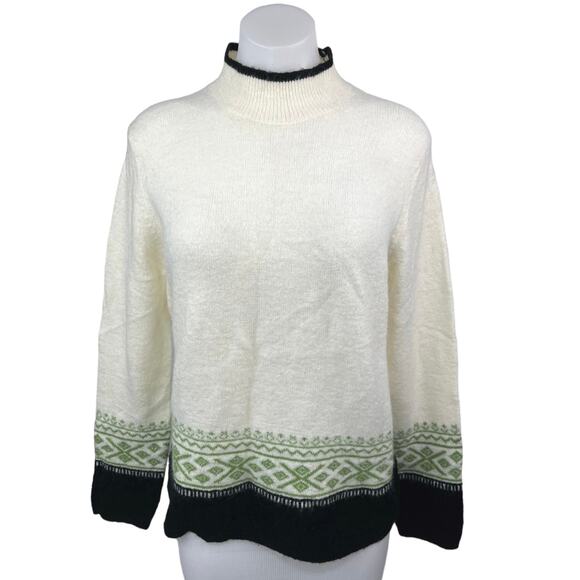 Ines De La Fressange x Uniqlo Cream Wool Colorblock Turtleneck Sweater Top XL - Picture 1 of 5